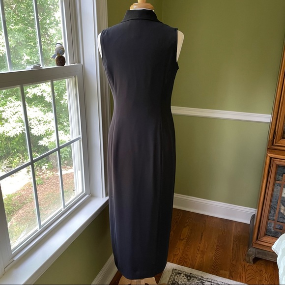 Jones New York Collared Black Button Front Sleeveless Shirt Dress - Picture 3 of 6